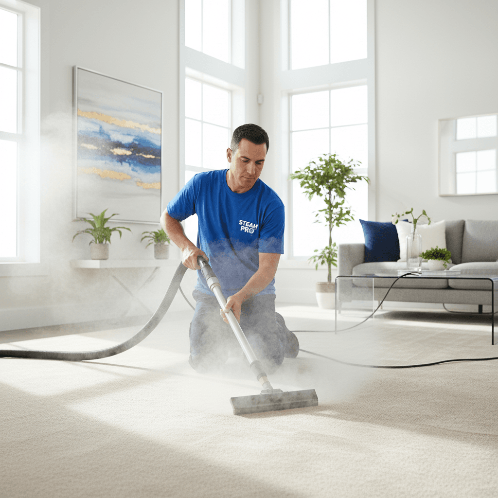 Professional deep cleaning service in progress