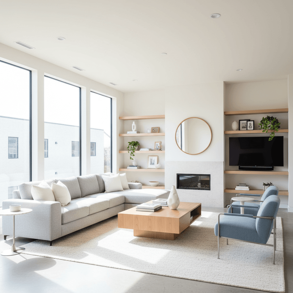 Clean modern residential living room